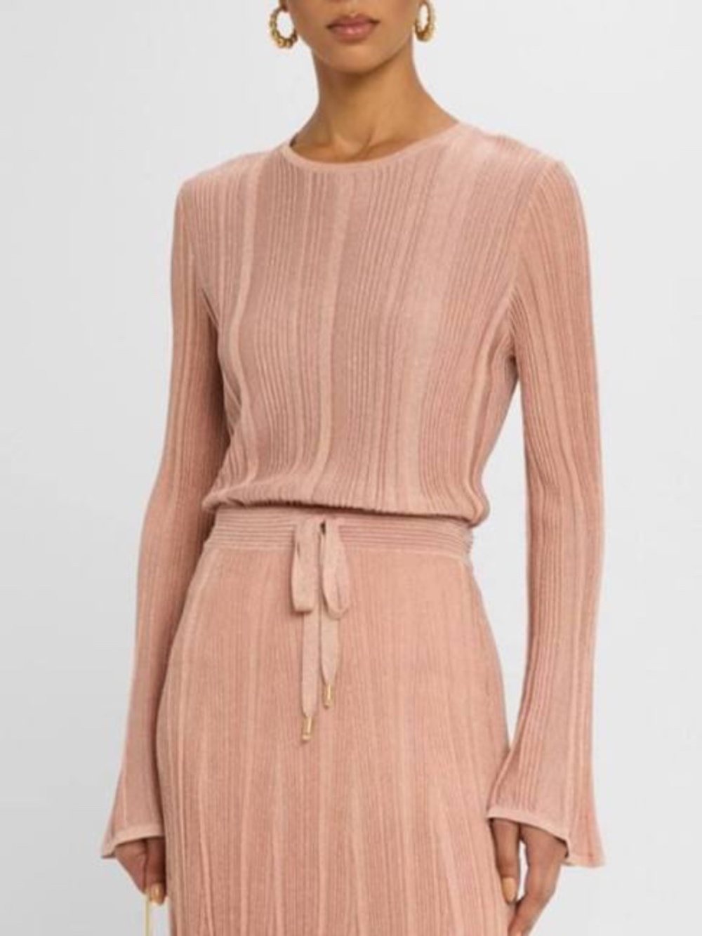 Zimmermann Lucky Long Sleeve Metallic Top Sweater Pink 6 US NWT